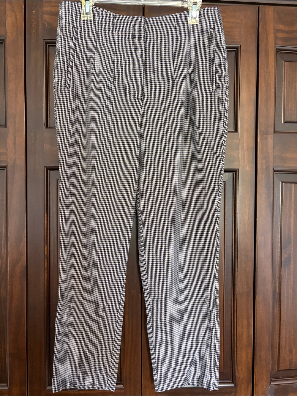 Nine West Houndstooth Tapered Pants in Navy and Beige